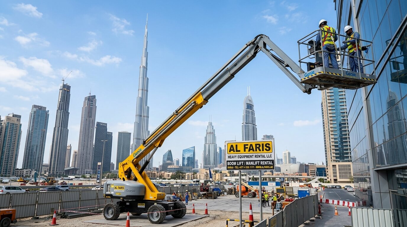 Construction equipment at a site in Dubai